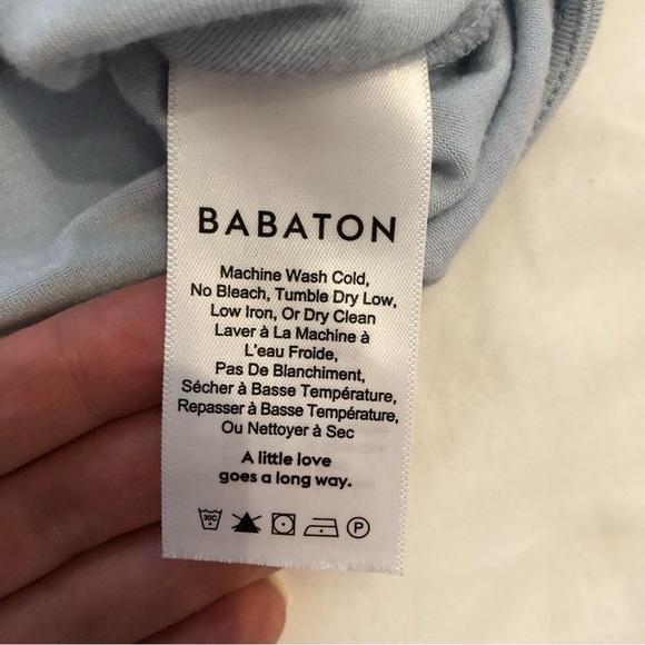 ARITZIA Babaton baby blue tie front crop top. Size L. - Picture 5 of 7